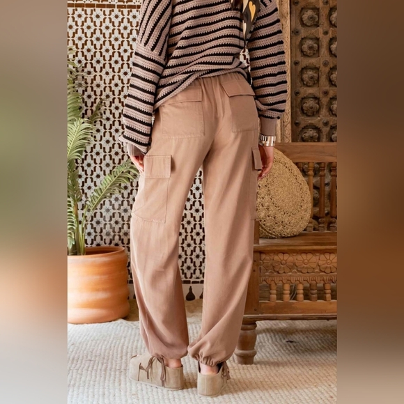 #631 🛑45 M Boho Fabulous High Waist Drawstring Cargo Pants - Picture 13 of 13